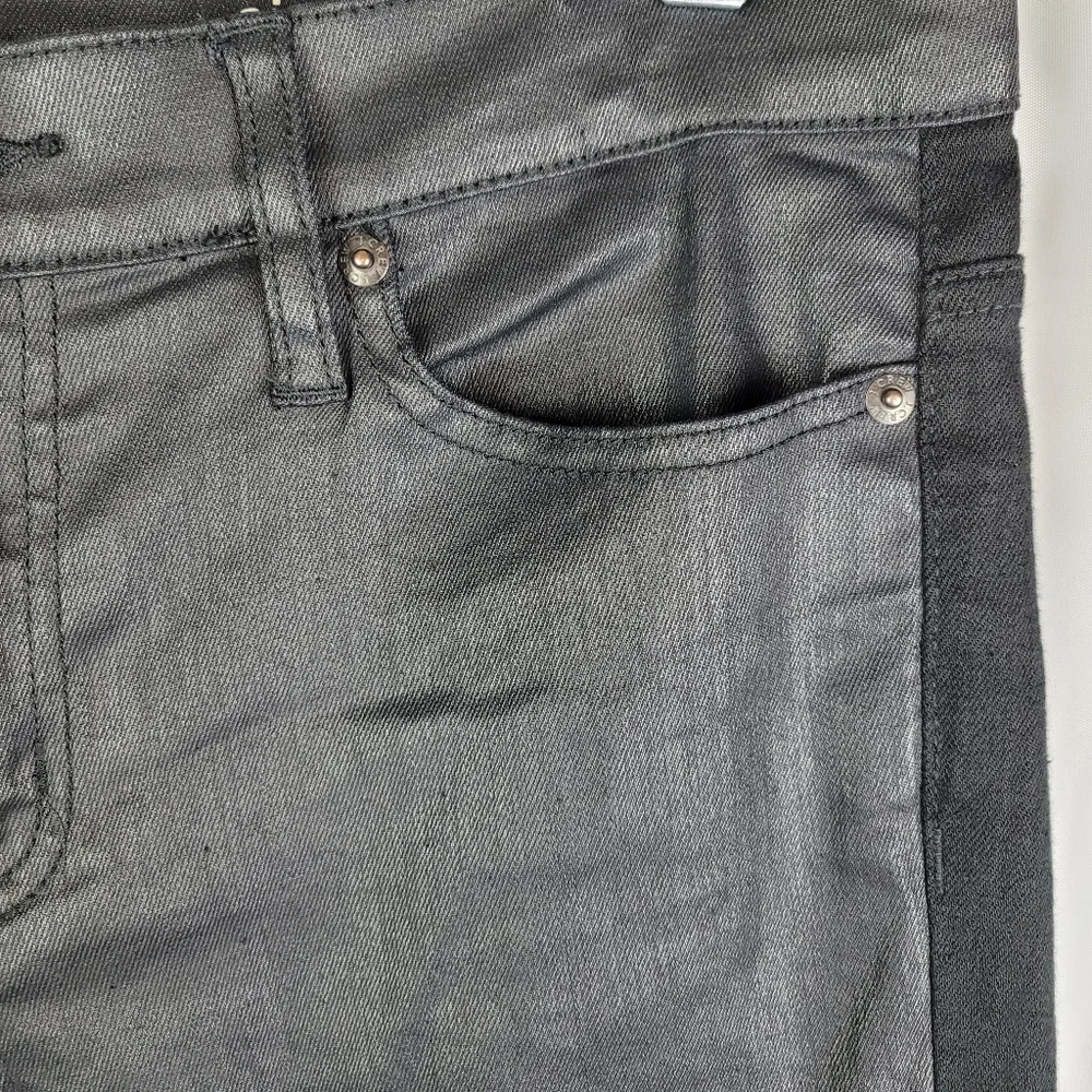 J. Crew Black Coated Front Denim Toothpick Skinny Jeans Womens Size 30